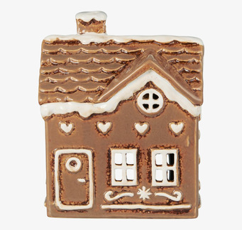 Bild av charmig ljuslykta i form av pepparkakshus