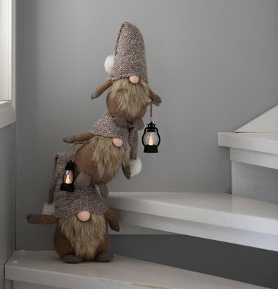 Foto av charmiga tomtar med LED-lanternor i nordisk stil