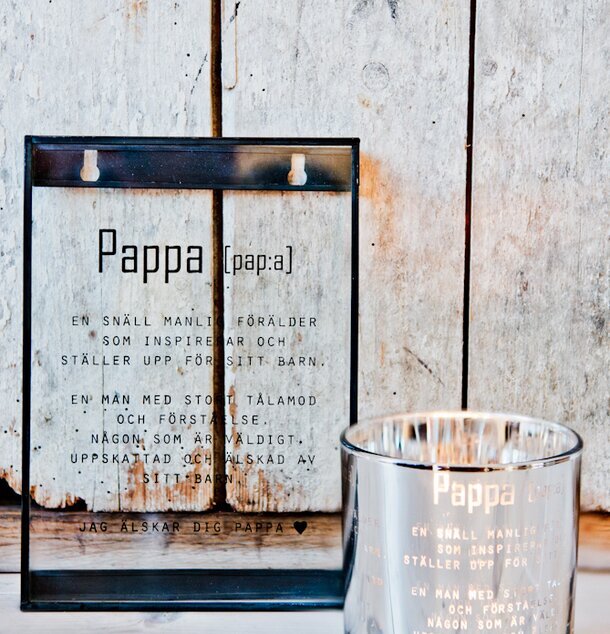 Pappa - Majas Cottage dekoration med glaslykta och metallram