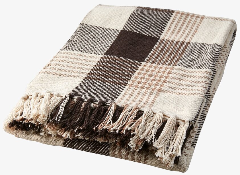 Bomullsfilt Brun/Beige/Elfenben Affari Täcken, filtar, plädar och överkast Filtar Plädar Överkast