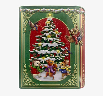 Bild av julglädje med djur och dekorerad julgran