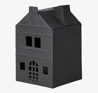 Bild av dekorativ ljuslykta i form av ett svart hus