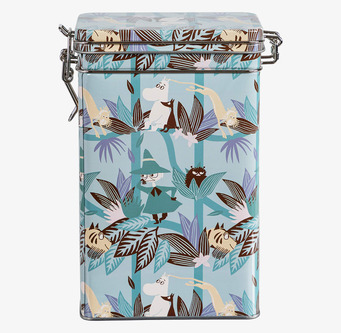 Bild av charmig kaffeburk med Mumin-mönster