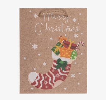 Bild av julinspirerad papperspåse med festlig design