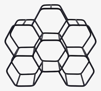 Foto av geometriskt vinställ i mattsvart hexagonform