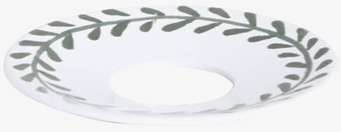 Foto av ljusmanschett med grönt bladmotiv i vit design