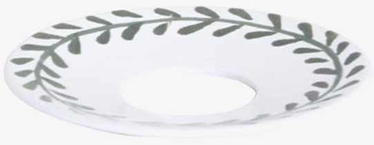 Foto av ljusmanschett med grönt bladmotiv i vit design