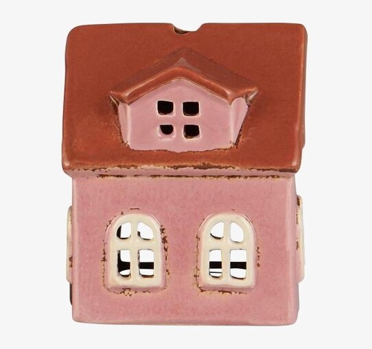 Bild av dekorativ ljuslykta som liknar ett litet hus