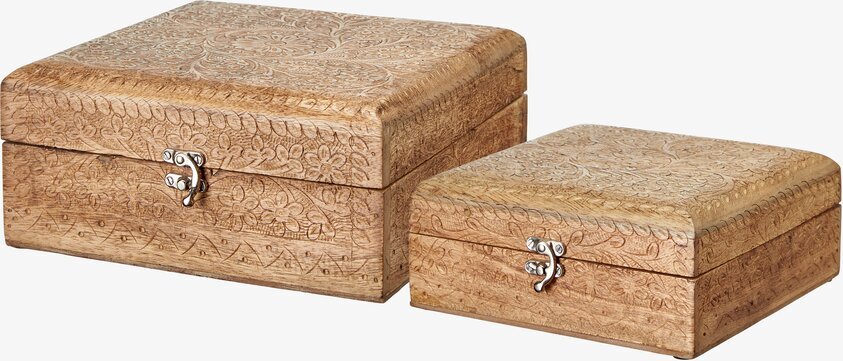 Ask Amala Natur Set/2 Wikholm Form Förvaringslådor och korgar Boxar Förvaringsboxar Porslinsboxar Trälådor Smyckesboxar i porslin