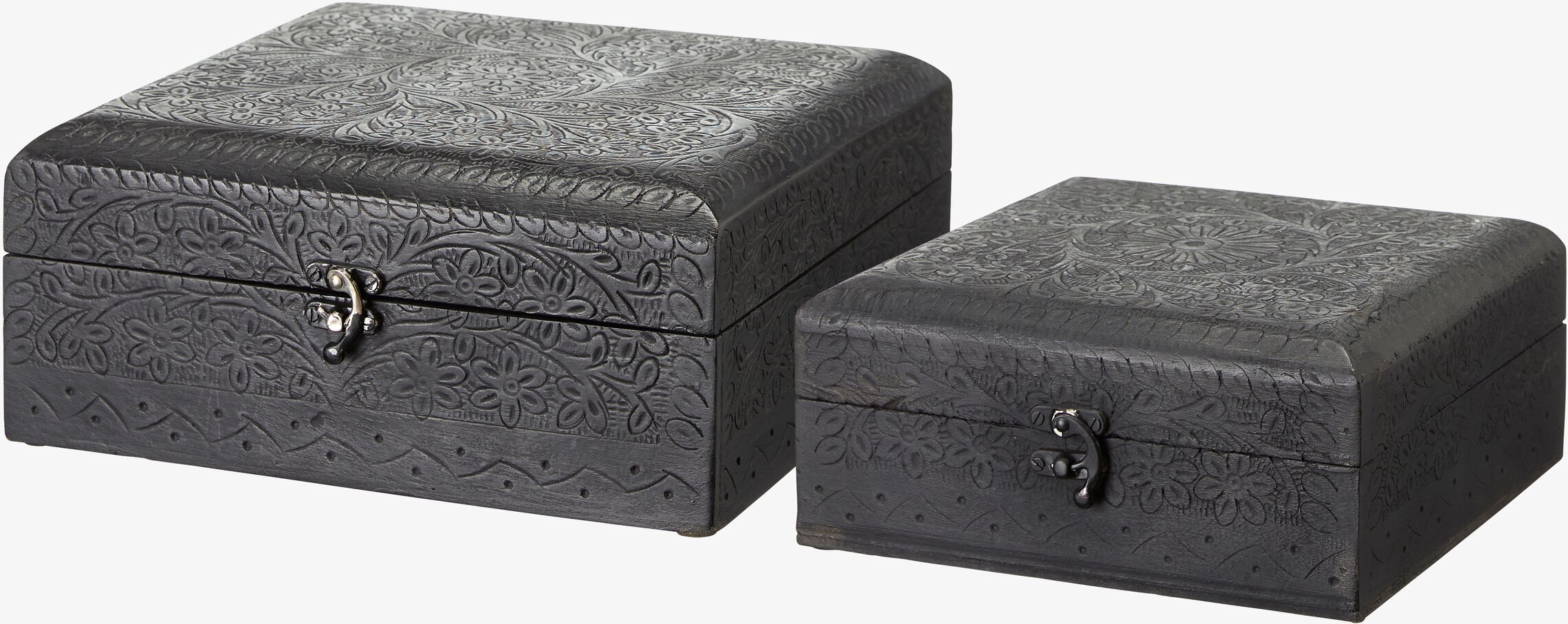 Ask Amala Svart Set/2 Wikholm Form Förvaringslådor och korgar Boxar Förvaringsboxar Porslinsboxar Trälådor Smyckesboxar i porslin