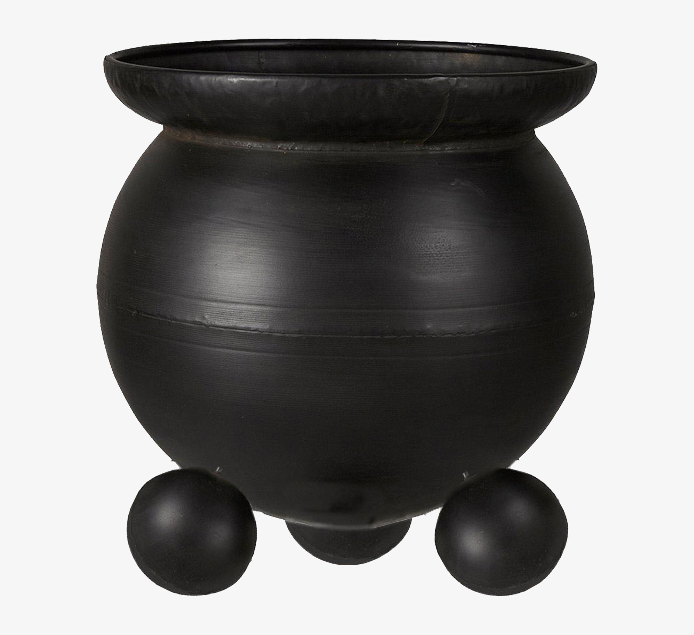 Foto av stor rund svart kruka med industriell stil