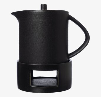 Bild av elegant glöggkanna med värmare i svart design