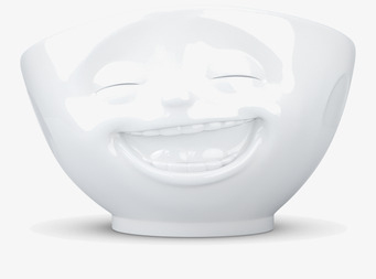 Bild av en porslinsskål med lekfullt leende design