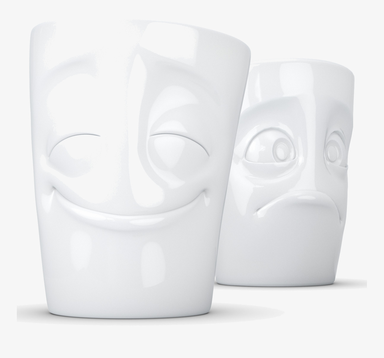 Bild av charmfullt muggpar med unika ansiktsuttryck