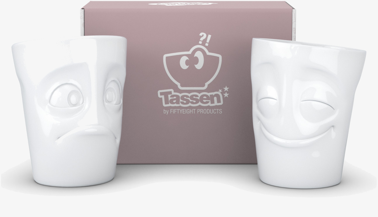 Muggar 2-pack - Glad & Förvånad Tassen Muggar/koppar i porslin, keramik, papper eller biologiskt material organiskt