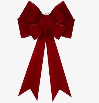 Bild av stor röd rosett med LED-lampor för dekoration