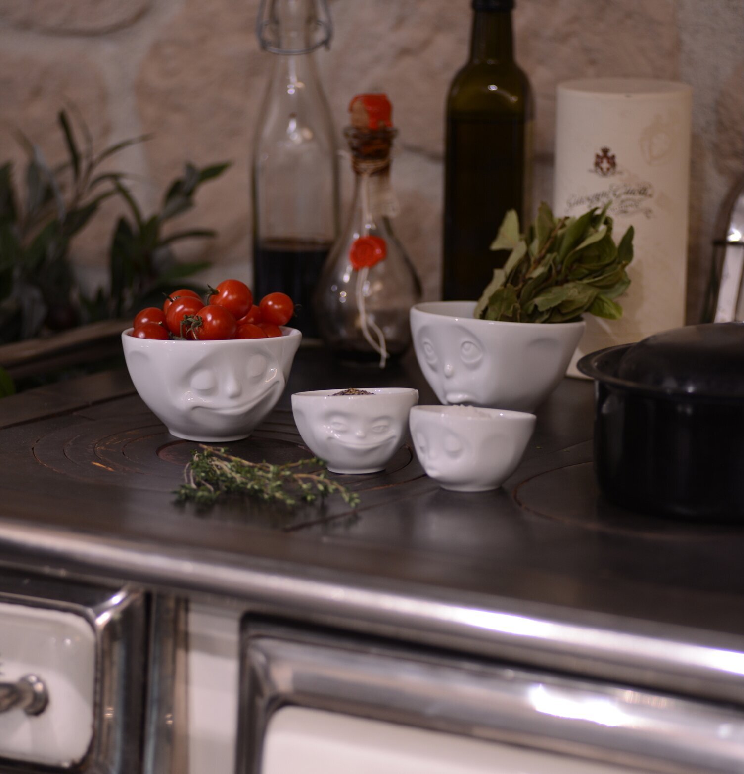 Porslinsskålar Medium Set/2 - Glad & Bedjande Tassen Skålar att äta ur tilltugg Såskannor/Vispskål Skål servering