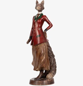 Foto av skulptur: Räv i mänsklig form med unik stil