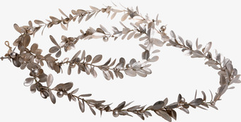 Bild av dekorativ girland med metalliska blad och pärlor