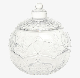 Bild av elegant glasdesign med lock och intrikata mönster