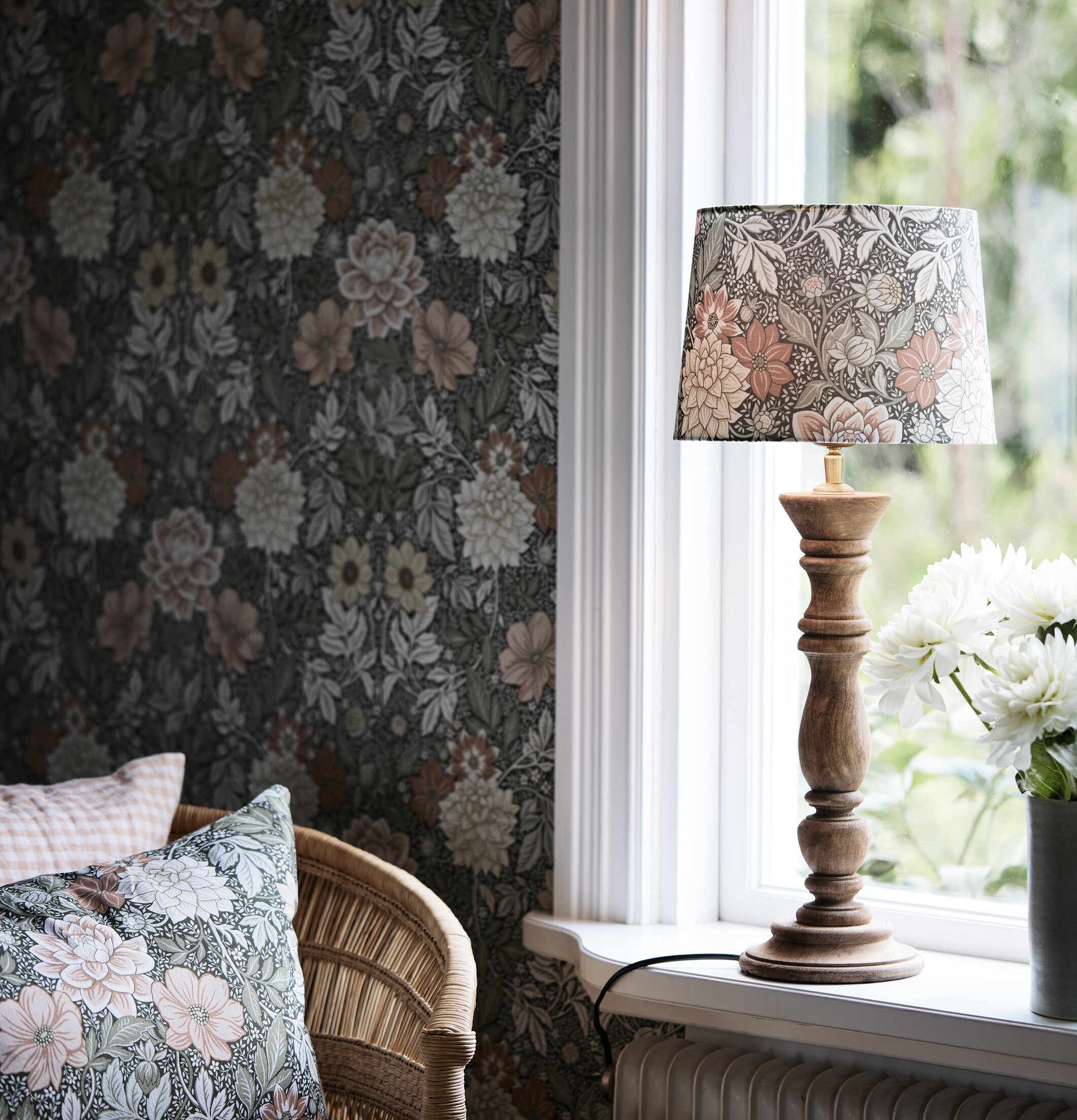 Lodge Bordslampa Aged Brown Inkl skärm Dahlia Grön PR Home Lampor Taklampor Golvlampor Bordslampor LED-lampor Ledlampor