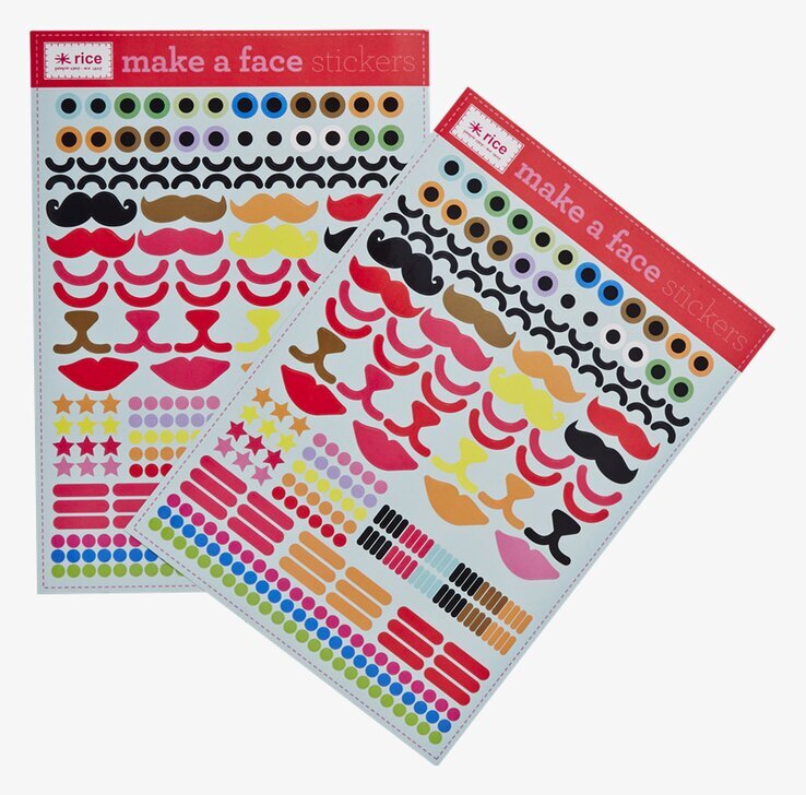 Rice Stickers med färgglada dekaler för ansiktsuttryck