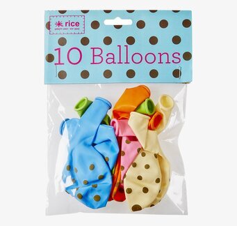 Ballonger Prickiga 10-pack från Rice i färgglad förpackning
