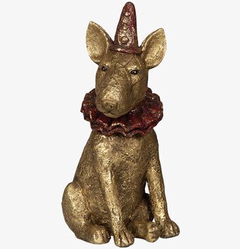 Bild av dekorativ hundfigur med antik guldliknande yta