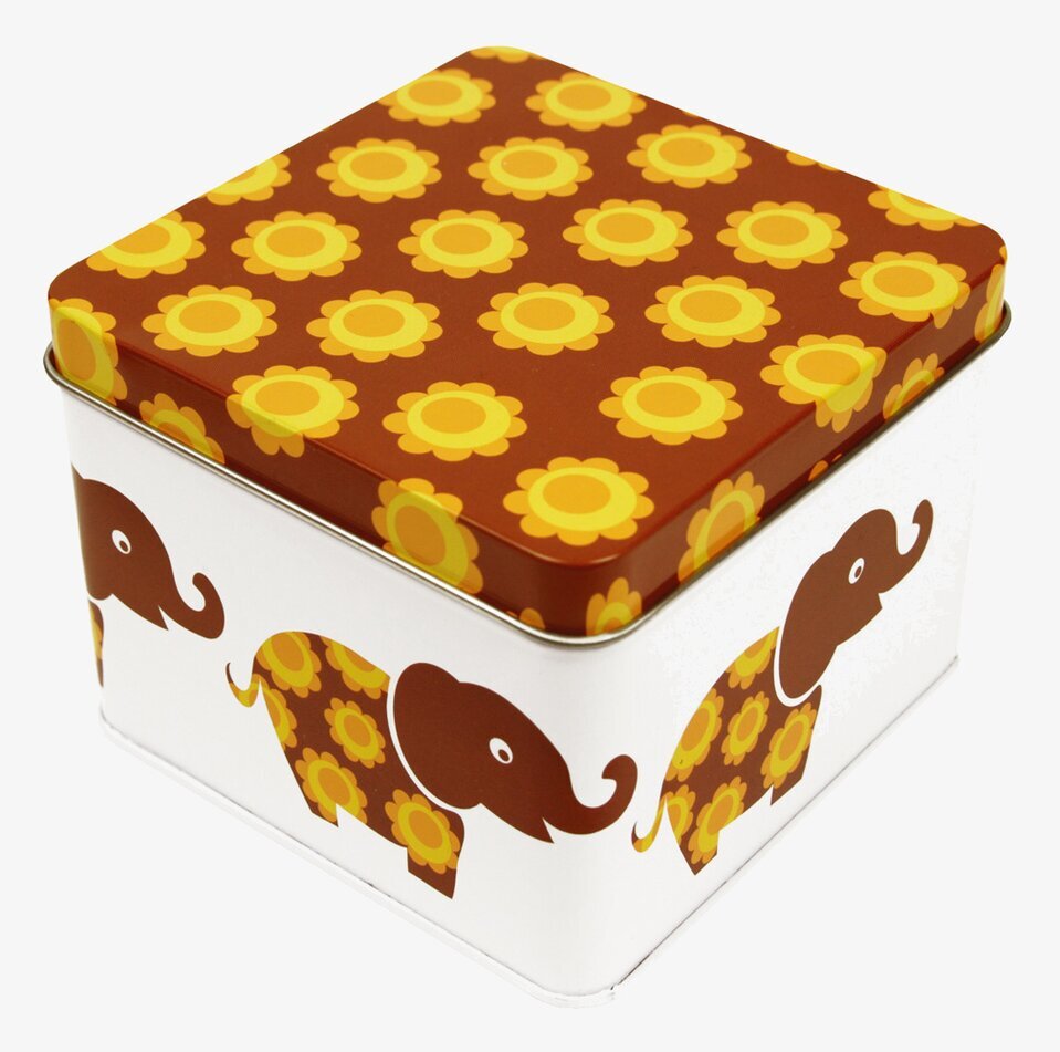 Liten box - Bruna elefanter från Blafre med färgglad design
