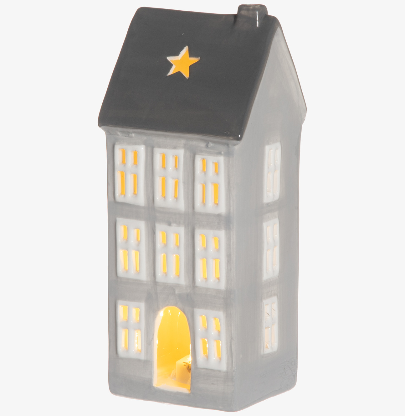 Huslykta LED Grå 19cm 4Living Lampor Taklampor Golvlampor Bordslampor LED-lampor Ledlampor Fönsterlampor Ljusslingor för dekoration