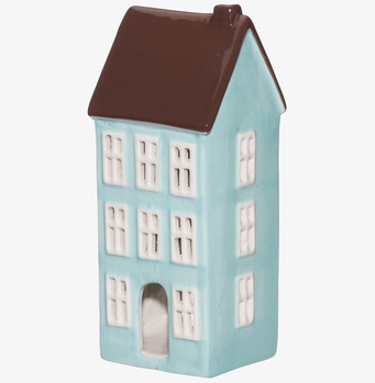 Bild av dekorativ ljusblå huslykta med LED-belysning