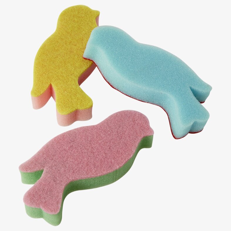 Disksvampar Fågel 3-Pack från Rice i färgglada fågelformer