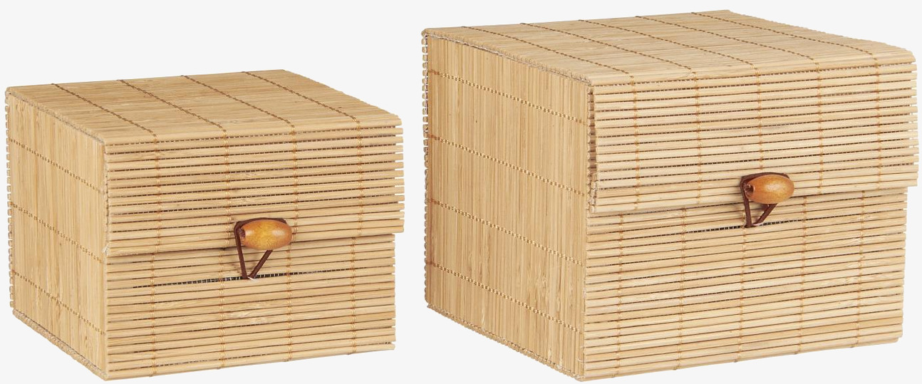 Förvaringslåda Bambu Set/2 Natur IB Laursen Förvaringslådor och korgar Boxar Förvaringsboxar Porslinsboxar Trälådor Smyckesboxar i porslin