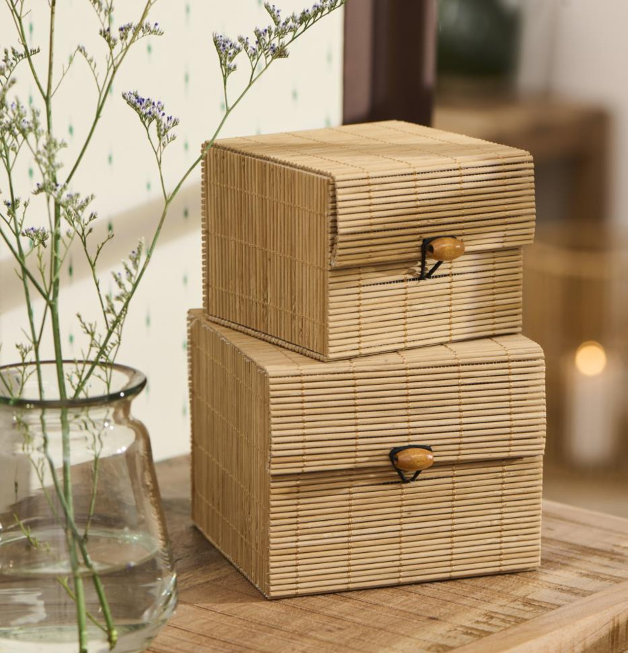 Förvaringslåda Bambu Set/2 Natur IB Laursen Förvaringslådor och korgar Boxar Förvaringsboxar Porslinsboxar Trälådor Smyckesboxar i porslin
