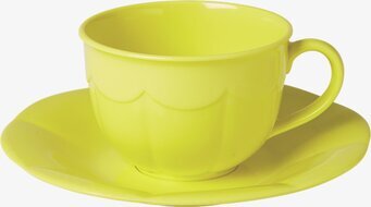 Kopp Med Fat från Rice i klar gul färg på vit bakgrund