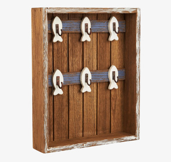 Bild av ett nyckelskåp med marin och rustik design