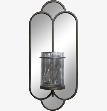 Bild av elegant väggspegel med ljusstake och antik design