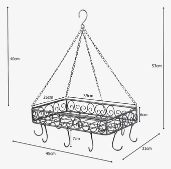 Bild av takhylla med antikgrå finish och kedjeupphängning