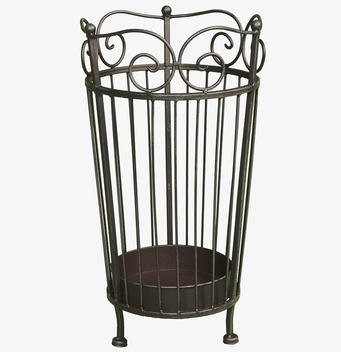 Bild av ett antikbrunt paraplyställ med klassisk design