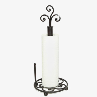 Bild av pappershållare i antik svart smide, elegant design