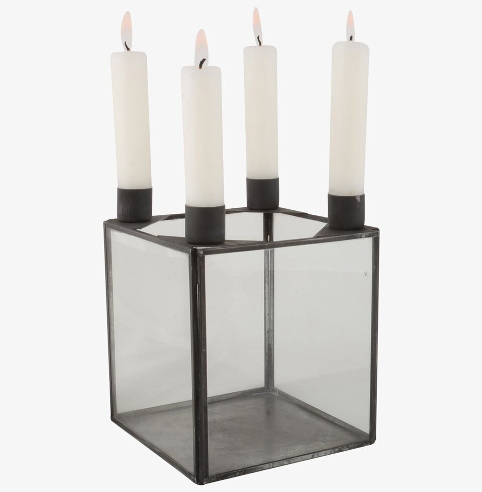 Ljusstake Glasbox Antik från IB Laursen i glas och metall