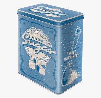 Bild av stilfull retro plåtburk för sockerförvaring