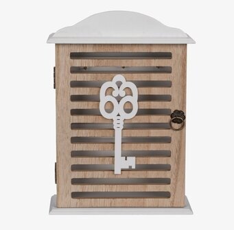 Bild av stilfullt nyckelskåp med vit och naturlig design