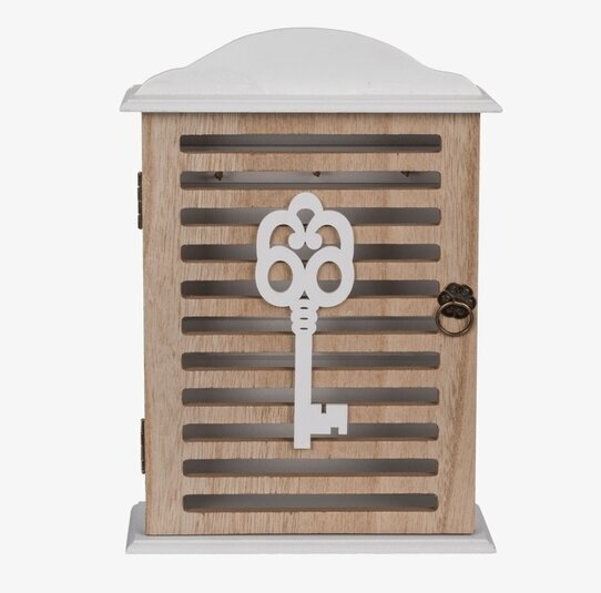 Bild av stilfullt nyckelskåp med vit och naturlig design