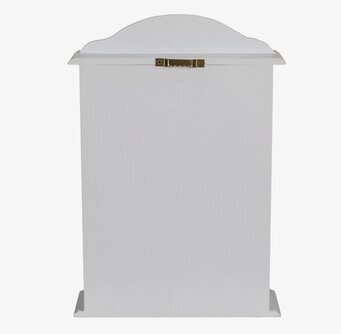 Bild av stilrent nyckelskåp i vit och naturlig träfärg