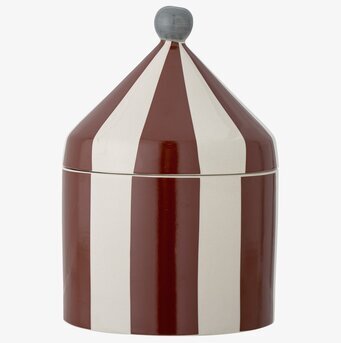 Foto av unik keramisk förvaringsburk med cirkustema