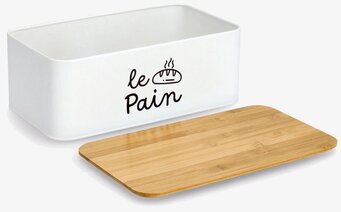 Bild av stilfull och praktisk brödlåda med bambulock