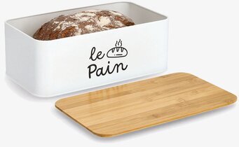 Foto av stilren och funktionell brödförvaring i metall