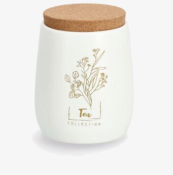 Bild av stilren plåtburk med korklock och guldillustration