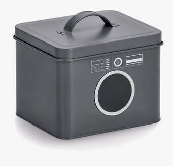 Bild av stilren och kompakt plåtburk för tvättmedel